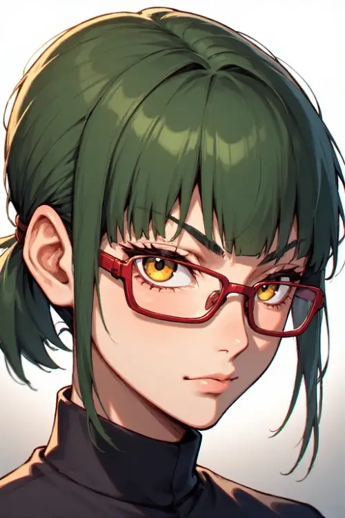 Jujutsu Kaisen — Maki Zenin — Painterly Anime Artwork — Faithful Season 1 Character Sheet Portrait Masterpiece